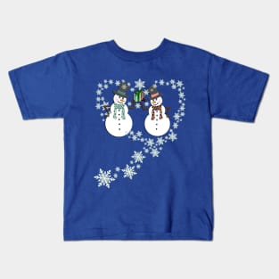 Cute Snowman Couple Wintertime Kids T-Shirt